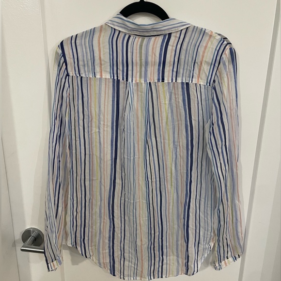 Cloth & Stone Anthropologie Women's Long Sleeve Button Up Shirt Blue Stripe M - Picture 5 of 5